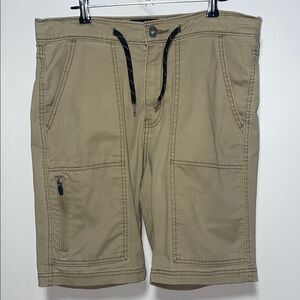 Tan Cargo Shorts with Drawstring Waist and Relaxed Fit